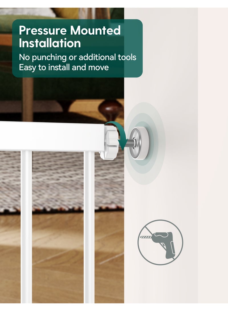 Babelio Baby Gate with Adjustable Cat Door, 74-109cm Auto Close Durable Pet door for Stairs, Doorways and House,Pressure Mounted,Easy Install,Effortless Walk Thru - Image 5