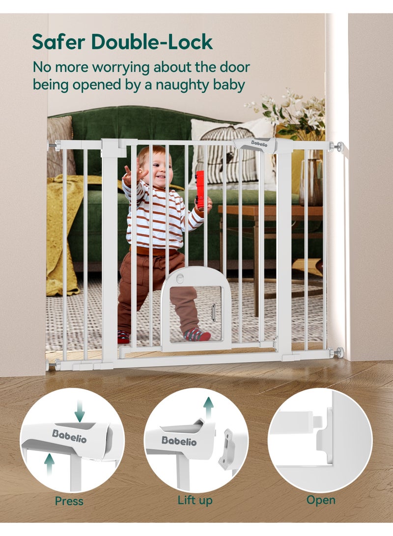 Babelio Baby Gate with Adjustable Cat Door, 74-109cm Auto Close Durable Pet door for Stairs, Doorways and House,Pressure Mounted,Easy Install,Effortless Walk Thru - Image 3