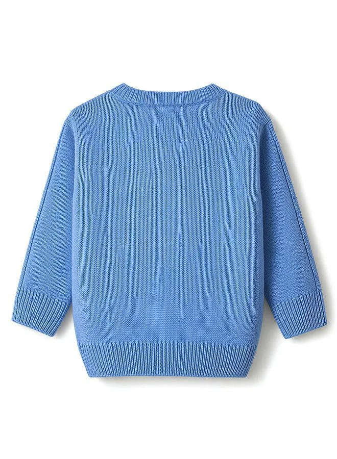 Babyhug Babyhug Knit Full Sleeves Front Open Sweater With Cable Knit Design - Light Blue