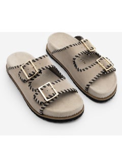 MARJIN Women's Leather Double Banded Rope Casual Slippers Hanset  - Image 3