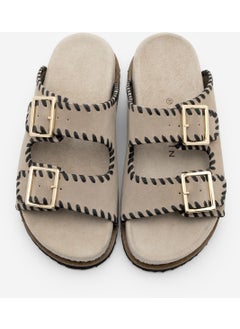 MARJIN Women's Leather Double Banded Rope Casual Slippers Hanset  - Image 4