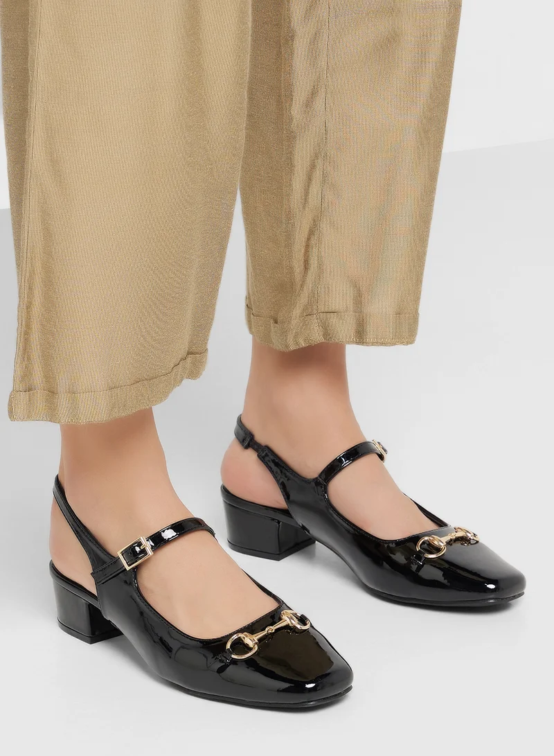 ELLA Horse Bit Buckle Mary Jane Sling Back Pump