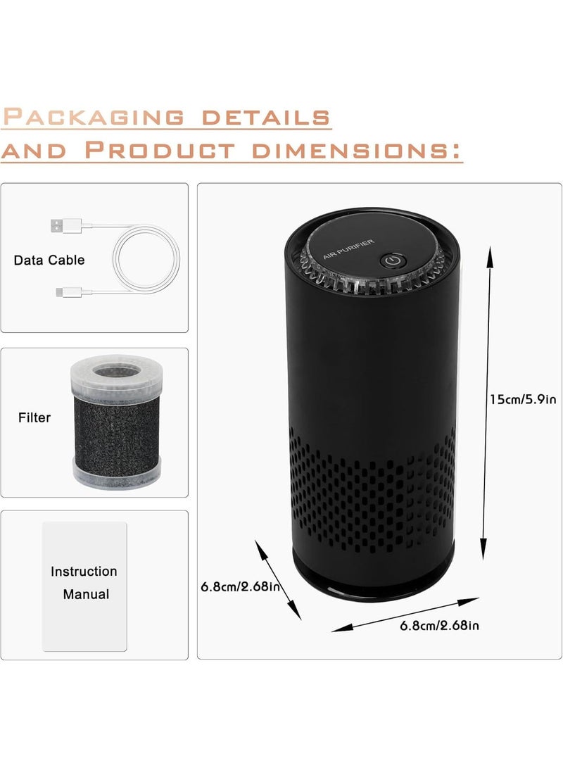 جهاز تنقية هواء السيارة صغير محمول بفلتر HEPA يعمل بمنفذ USB مع ضوء LED ملون للمنزل والمكتب والسفر - Image 5