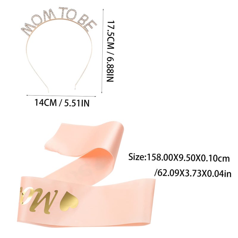 Maternity Photo Shoot Sash Headband Set Elegant Shower Props Gender Reveal Accessories - Image 3