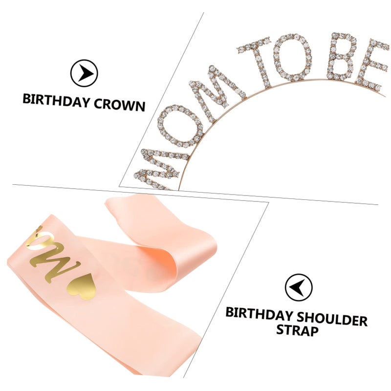 Maternity Photo Shoot Sash Headband Set Elegant Shower Props Gender Reveal Accessories - Image 4