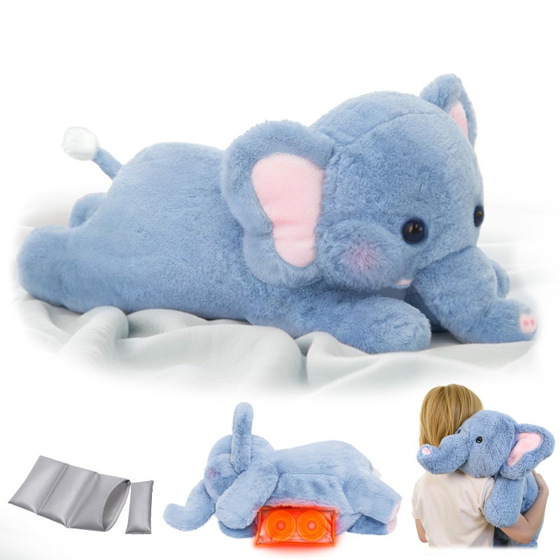 Mewaii Weighted Stuffed Animals with Microwavable Heating Pad - 5lb Adjustable  Heatable & Coolable Elephant Plush for Realistic Hug  Removable Inner Pad  Perfect Plush Gift for Kids Adults (23 Inch) - Image 1