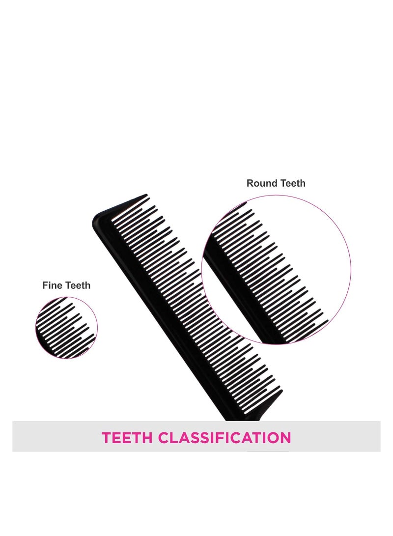 Fine Tooth Metal Pin Hairdressing Rat Tail Comb - Black - Image 4