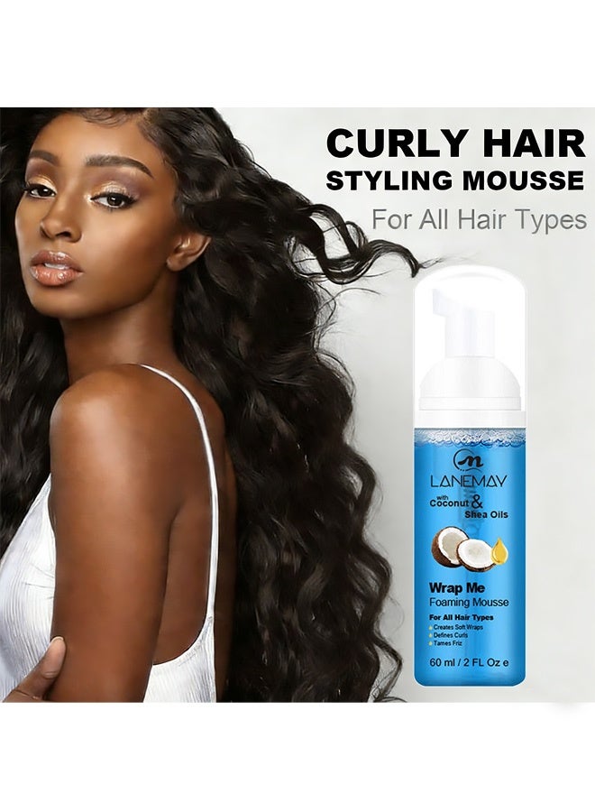 LANEMAY Curl Defining Mousse – Coconut Styling Gel Foam Wax, Anti-Frizz Long-Lasting Hold & Hydrating Curl Spray - Image 2