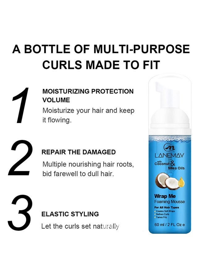 LANEMAY Curl Defining Mousse – Coconut Styling Gel Foam Wax, Anti-Frizz Long-Lasting Hold & Hydrating Curl Spray - Image 3