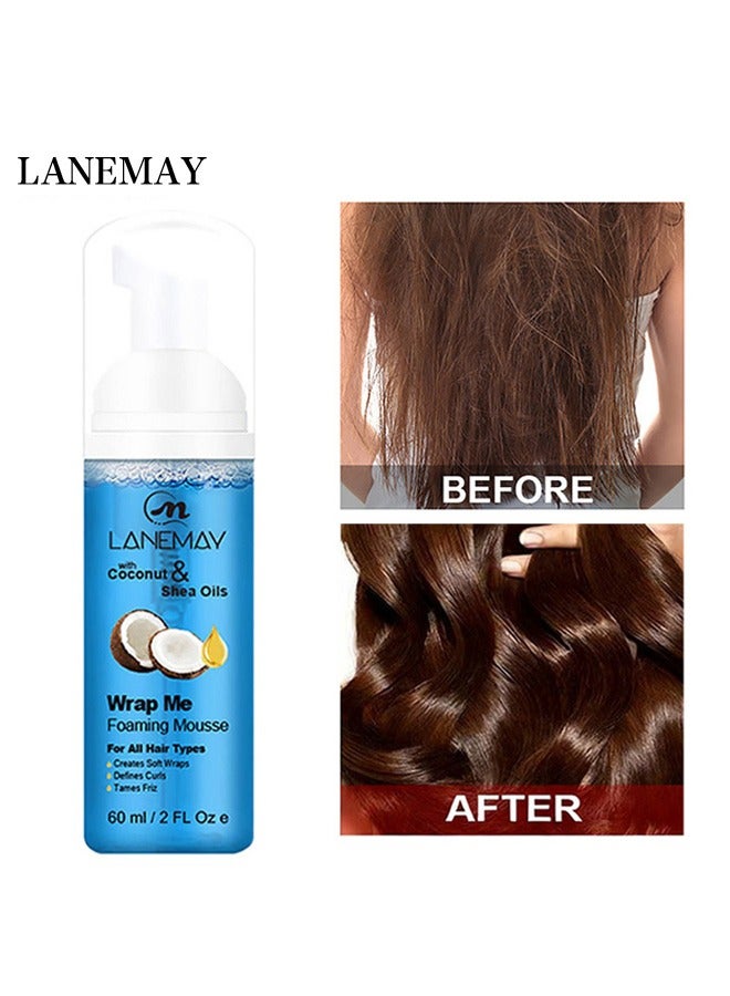 LANEMAY Curl Defining Mousse – Coconut Styling Gel Foam Wax, Anti-Frizz Long-Lasting Hold & Hydrating Curl Spray - Image 1