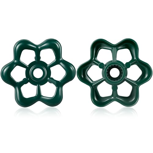 Dreyoo 2 Pack Outdoor Faucet Handles 16 Point Broach 043 Round Stem Hole Faucet Handle Compatible with LASCO 015105 Round Wheel Handle Fits Most 38 Shaft Sillcock Valve Stems Green - Image 1