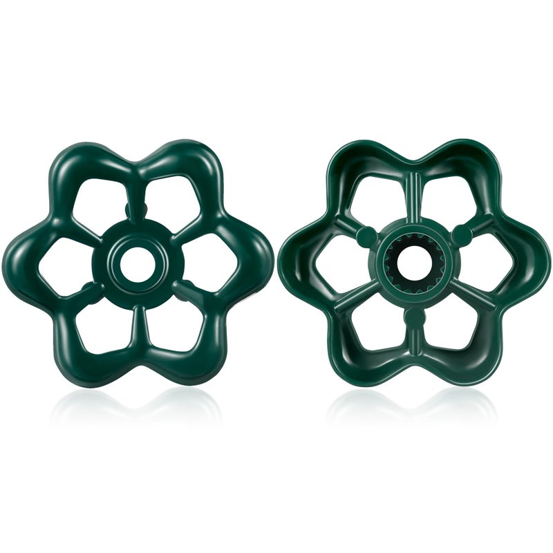 Dreyoo 2 Pack Outdoor Faucet Handles 16 Point Broach 043 Round Stem Hole Faucet Handle Compatible with LASCO 015105 Round Wheel Handle Fits Most 38 Shaft Sillcock Valve Stems Green - Image 2