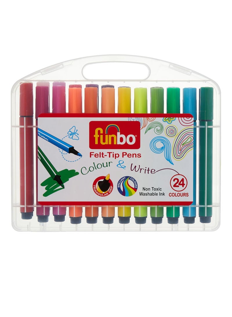 Funbo 24-Piece Felt Tip Colouring Pens Multicolour  - Image 1