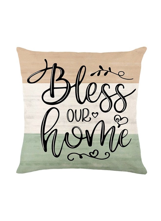 yongsheng Farmhouse Spring Throw Pillows 45*45cm Pillow Cover Set of 4, Colorful Plaid Bless Our Sweet Home Cottage Springtime Seasonal Decorations  - Image 4