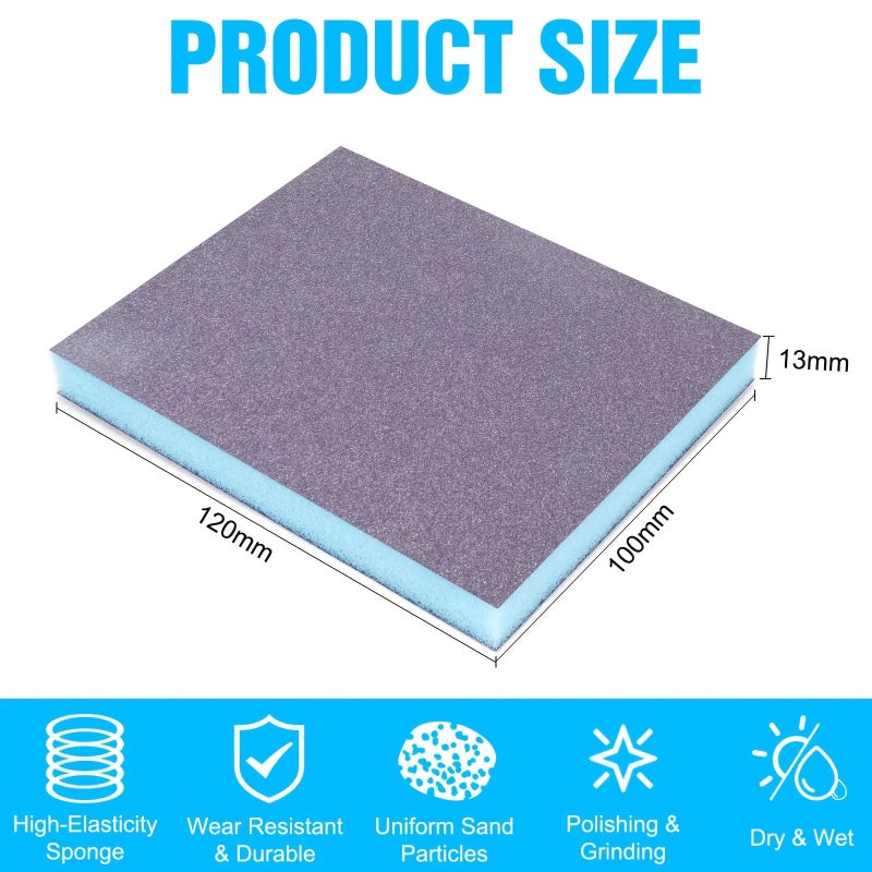 5Pcs Sanding Sponges 60 to 320 Grit Wet Dry for Wood Metal Plastic Paint - Image 5