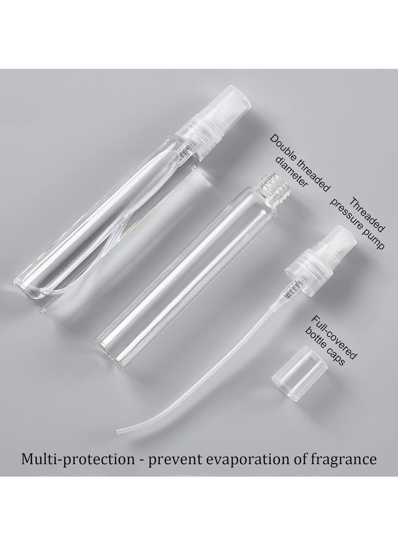 Home zone 10pcs Empty Mini Glass Spray Bottles with 4 Funnels, 4 Perfume Dispensers and 2 Refillable Droppers for Travel, Essential Oils, Perfume (10ml)  - Image 4