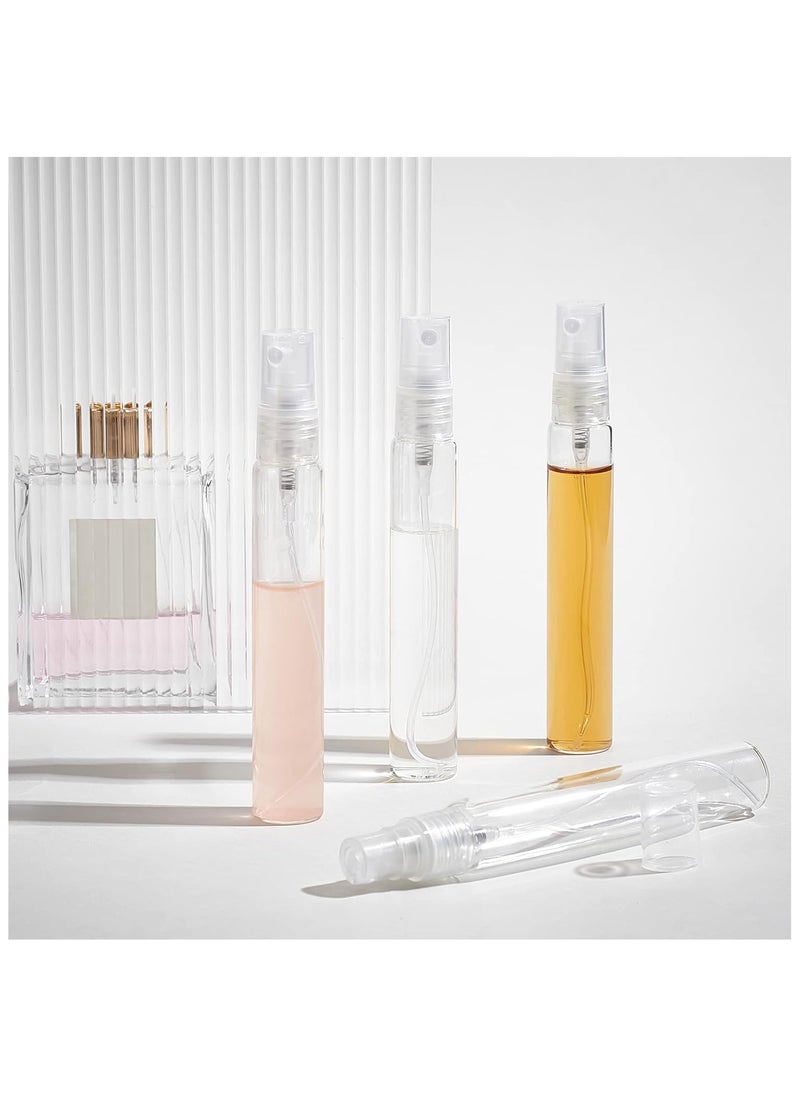 Home zone 10pcs Empty Mini Glass Spray Bottles with 4 Funnels, 4 Perfume Dispensers and 2 Refillable Droppers for Travel, Essential Oils, Perfume (10ml)  - Image 5