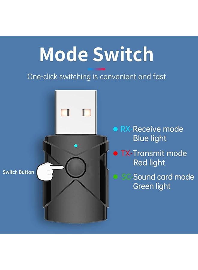 KASTWAVE Bluetooth 5.2 Transmitter Receiver, 5-In-1 Car Bluetooth Adapter, Noise Canceled 3.5Mm Jack Aux Bluetooth Amplifiers For Car, Home Stereo, Speakers, And Headphones, Black - Image 4