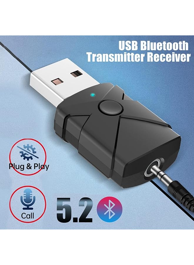 KASTWAVE Bluetooth 5.2 Transmitter Receiver, 5-In-1 Car Bluetooth Adapter, Noise Canceled 3.5Mm Jack Aux Bluetooth Amplifiers For Car, Home Stereo, Speakers, And Headphones, Black - Image 3