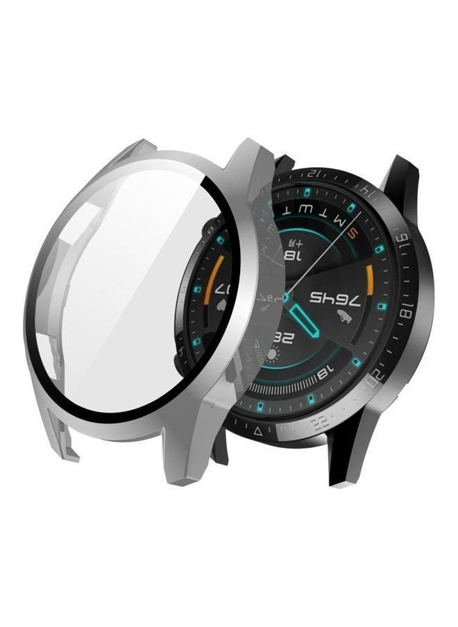 2 in 1 Tempered Glass Screen Protector + Fully Plating PC Case For Huawei Watch GT2 42mm Grey