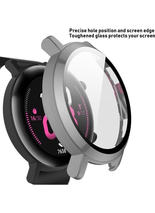 2 in 1 Tempered Glass Screen Protector + Fully Plating PC Case For Huawei Watch GT2 42mm Grey