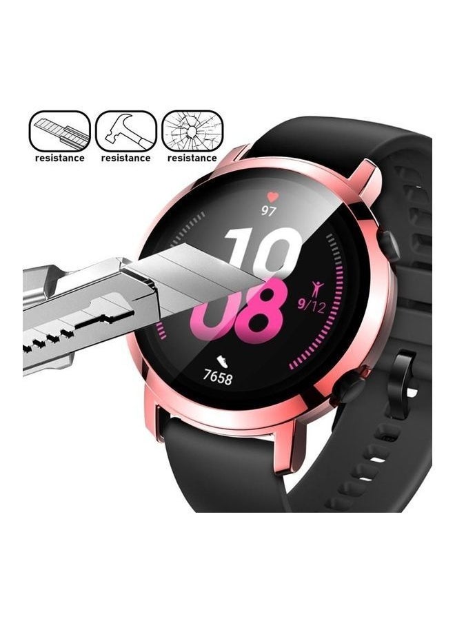 2 in 1 Tempered Glass Screen Protector + Fully Plating PC Case For Huawei Watch GT2 42mm Grey