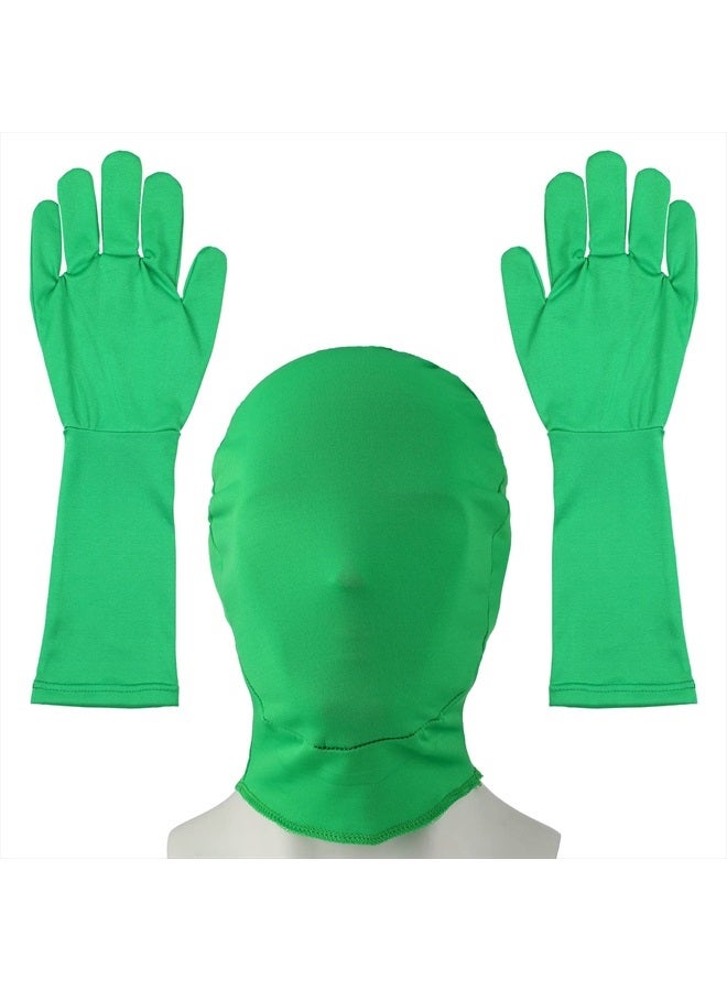 Foaincore Chromakey Green Screen Gloves Hood Chroma Key Glove and Hood Invisible Effects Background Chroma Keying for Green Screen Photography Photo Video Film Make - Image 1