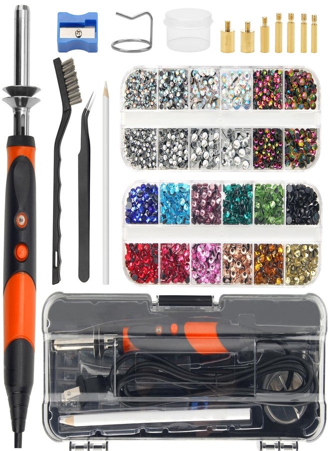 Catcan Hotfix Rhinestone Applicator Tool, Bedazzler Kit with Rhinestones for Clothing, Hotfix Rhinestones Kit with 2 Boxes AB Crystal Rhinestones, 7 Tips, Tweezers, Jewel Picker, Trays, DIY for Crafts - Image 1