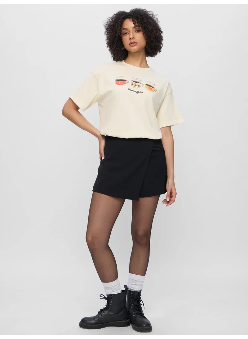 The Souled Store  The Souled Store Women Gilmore Girls Cream Graphic Printed Oversized T-Shirts for Women | Best Price UAE