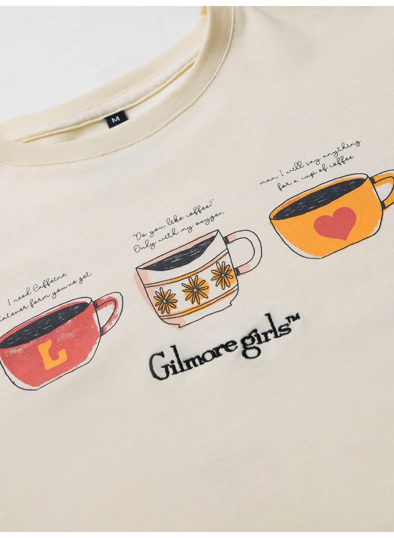 The Souled Store  The Souled Store Women Gilmore Girls Cream Graphic Printed Oversized T-Shirts for Women | Best Price UAE
