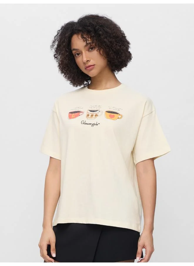 The Souled Store The Souled Store Women Gilmore Girls Cream Graphic Printed Oversized T-Shirts