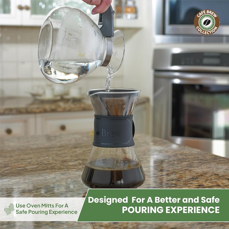 CAFÉ BREW COLLECTION Borosilicate Glass Stove Top Whistling Tea Kettle - 12 Cup/48oz Capacity - BPA-Free - Image 5