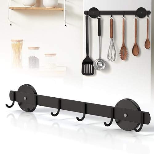 Laowu Magnetic Utensil Holder For Fridge, Heavy Duty Magnetic Coat Rack For Metal Door, Magnetic BBQ Tool Rack, Strong Magnet Bar With 6 Hooks Storage Hanger Hanging Kitchen Utensil, Coat, Towel, Grill Tool - Image 1