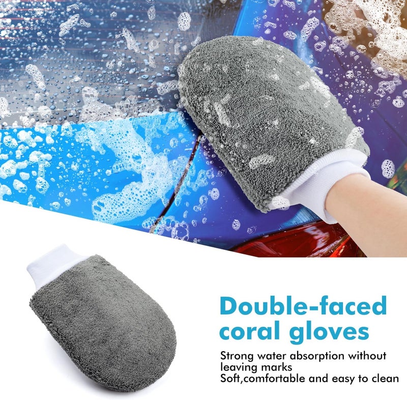 GES 12-Piece Premium Car Cleaning Kit with Microfiber Mitt, Towel, and Brushes - Image 2