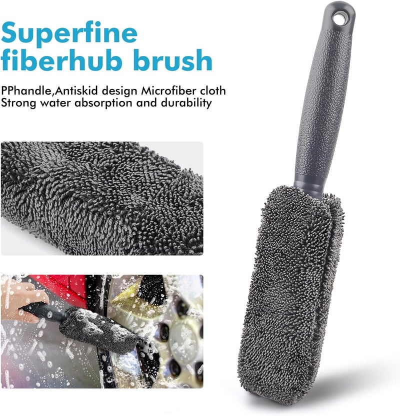 GES 12-Piece Premium Car Cleaning Kit with Microfiber Mitt, Towel, and Brushes - Image 3