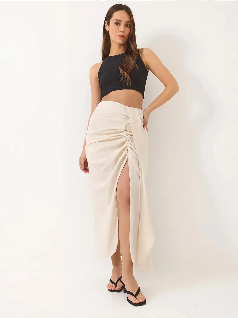بيانكو لوتشي LUCCI Lined Maxi Skirt with Drawstring Closure