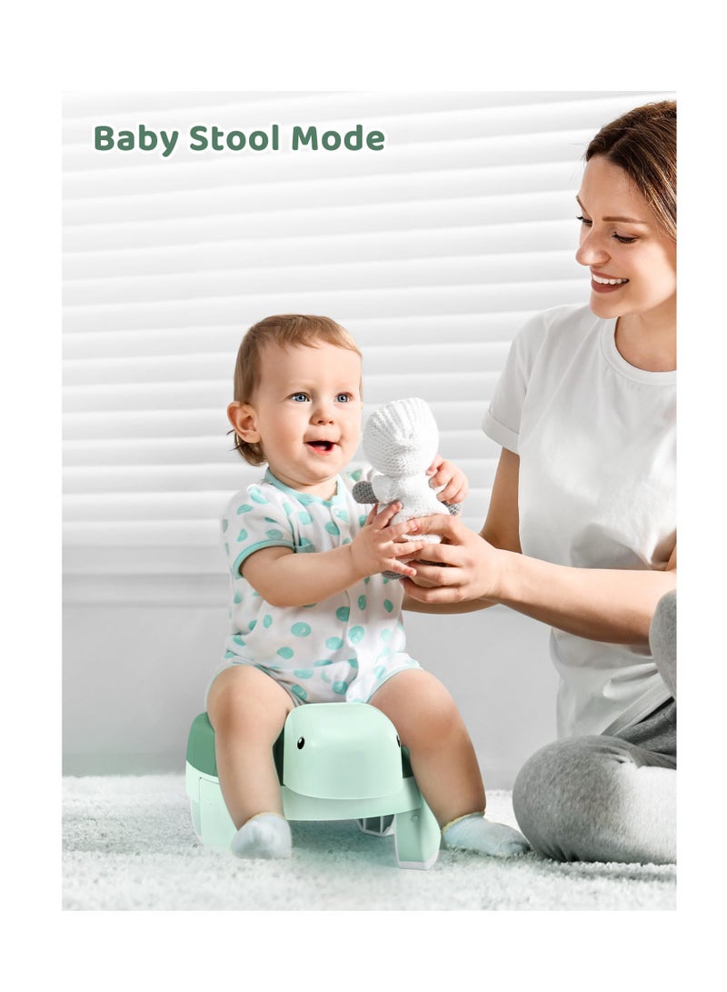Excefore 4 in 1 Potty Training Toilet for Kids, Portable Baby Toilet, Potty Training Toilet Seat with Lid and  Splash Guard, Including 20 Pcs Storage Bag, for Home, Travel (Green) - Image 4