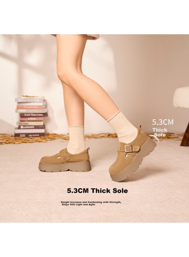 Aokang Autumn Birkenstyle Trendy Full-coverage Thick Sole Height Increasing Slip-on Soft Casual Shoes Coffee Color Size 39 - Image 2