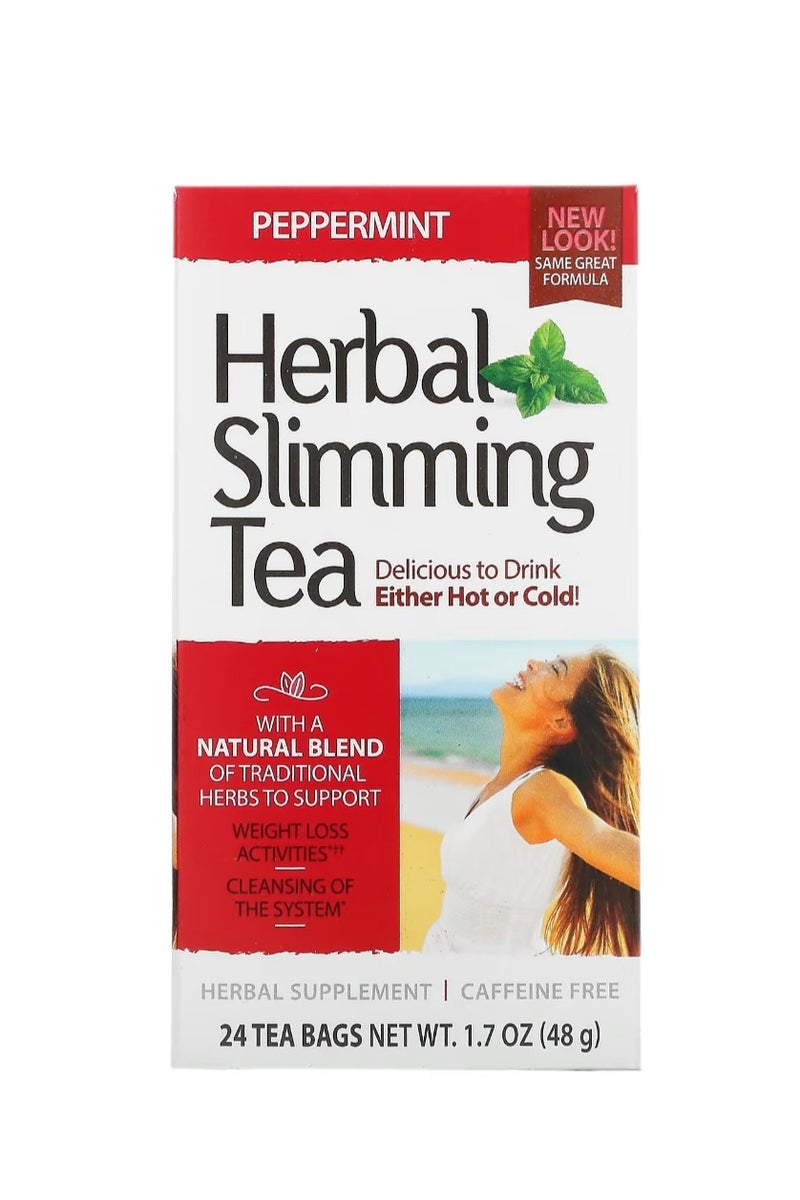 21st Century Herbal Slimming Tea Peppermint Caffeine Free 24 Tea Bags 1.7 oz (48 g) - Image 1