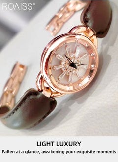 Leather-covered Steel Strap Quartz Watches for Women, Analog Display Round Rotating Flower Pattern Dial, Waterproof Luxurious Wristwatch as Gift for Ladies - pzsku/Z09BEDC6CFF1EF44E453BZ/45/_/1713581610/25b64250-deda-4f3e-afc1-4a73ebb2a801