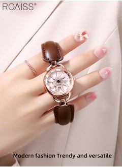 Leather-covered Steel Strap Quartz Watches for Women, Analog Display Round Rotating Flower Pattern Dial, Waterproof Luxurious Wristwatch as Gift for Ladies - pzsku/Z09BEDC6CFF1EF44E453BZ/45/_/1713581611/081686e2-f9d5-48ef-869d-0578a983c0d6