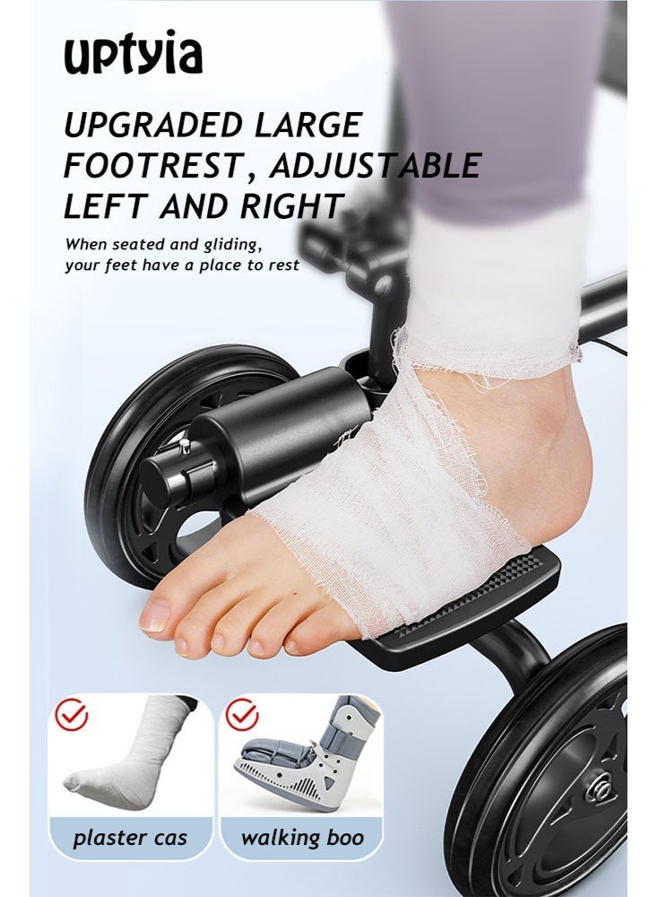 أوبتيا سكوتر اقتصادي للركبة، مشاية للركبة قابلة للتوجيه لإصابات القدم، بديل مدمج للعكاز مع نظام فرامل مزدوج (أسود) - Image 2