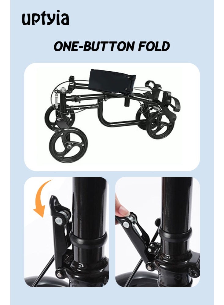 أوبتيا سكوتر اقتصادي للركبة، مشاية للركبة قابلة للتوجيه لإصابات القدم، بديل مدمج للعكاز مع نظام فرامل مزدوج (أسود) - Image 5