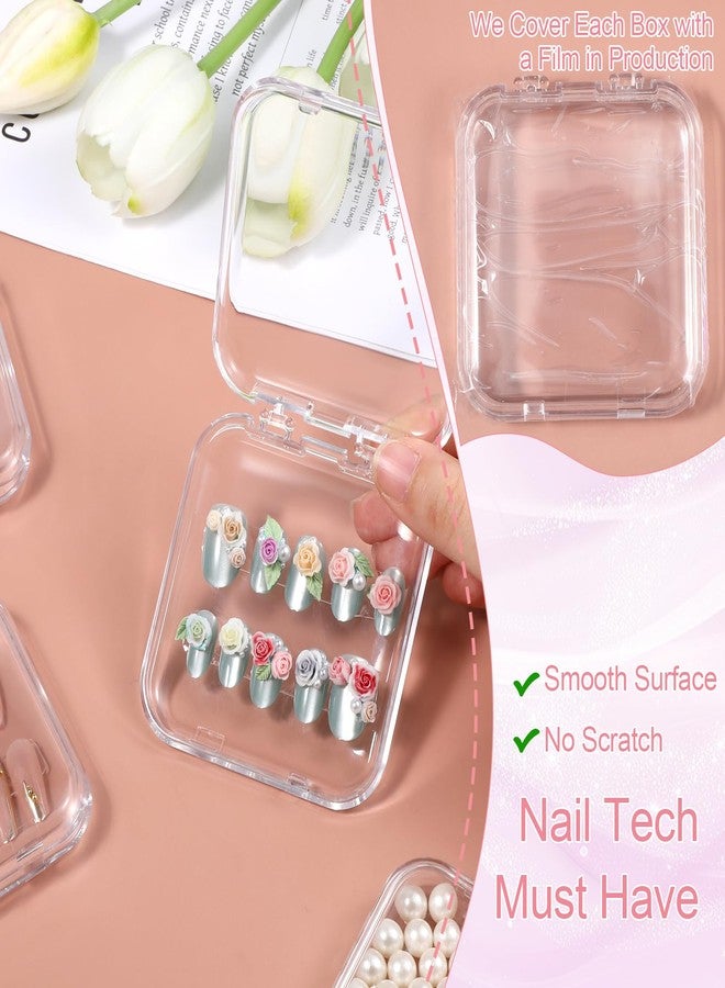 SHENLIU 50 Sets Press On Nail Storage Box, Clear Artificial Nail Display Case Acrylic Nail Boxes Press On Nail Packaging Box with Adhesive Double Sided Tape Nail Boxes for Nail Salon - Image 4