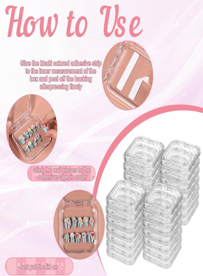 SHENLIU 50 Sets Press On Nail Storage Box, Clear Artificial Nail Display Case Acrylic Nail Boxes Press On Nail Packaging Box with Adhesive Double Sided Tape Nail Boxes for Nail Salon - Image 5