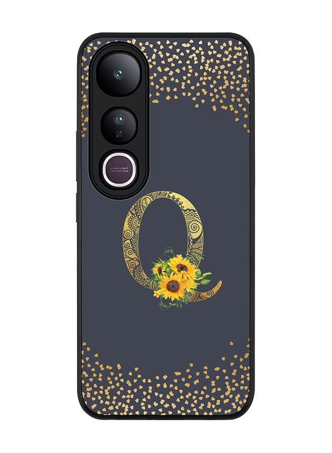 Stylizedd For vivo V50 Lite Case,Slim fit Camera Protection, Shockproof Thin Phone cover  - Custom Floral Monogram - Q  (Grey )