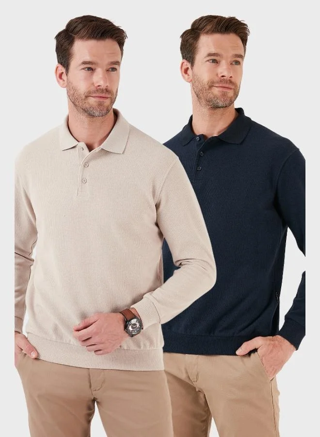 Buratti Cotton Blend Regular Fit 2-Pack Polo Collar Sweater Men's POLO COLLAR SWEATER 456223S2
