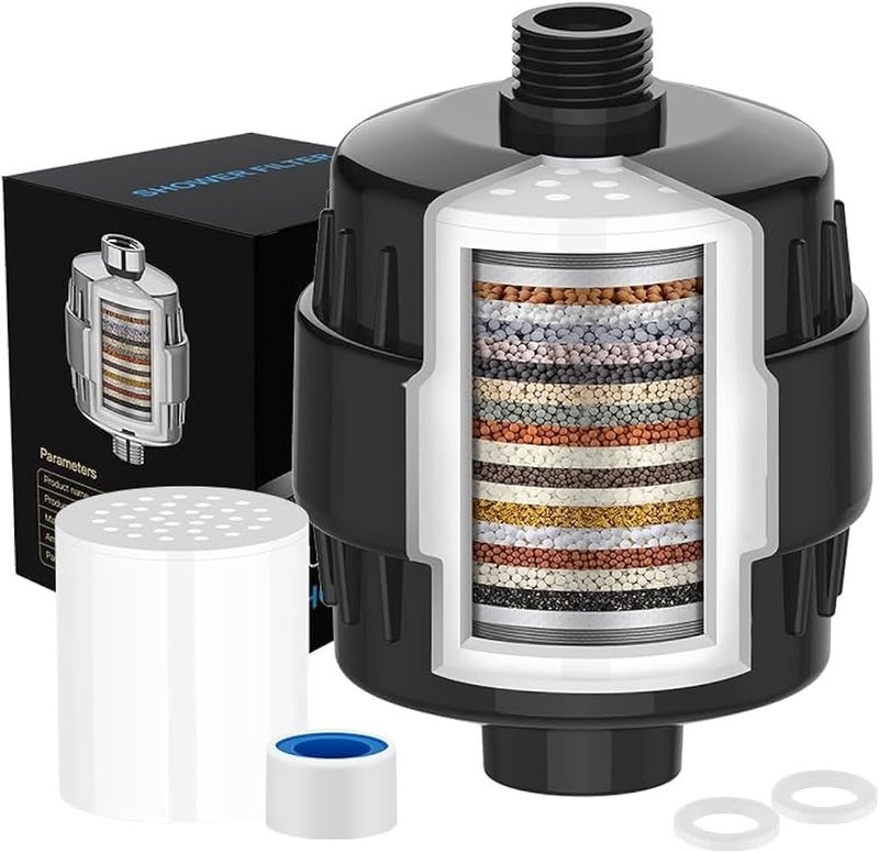 TAYRAN 20 Stage Shower Filter, Shower Filter for Hard Water - High Output Shower Water Filter to Remove Chlorine Fluoride Heavy Metals, Improves the Condition of Your Skin, Hair and Nails - Image 1