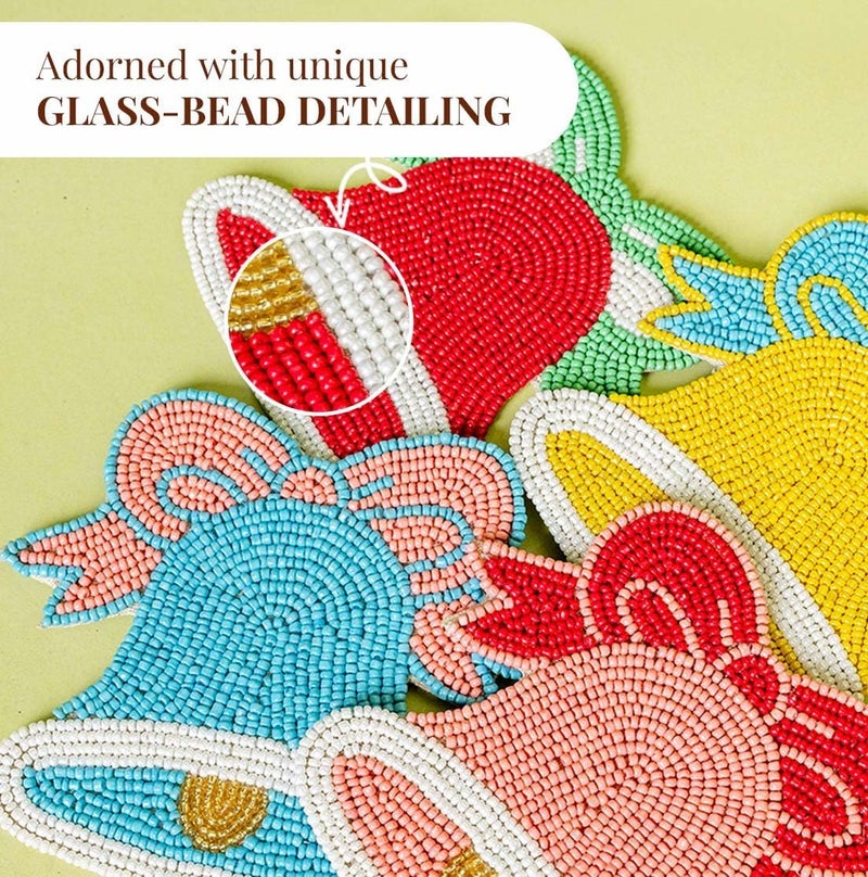 Folkulture Coasters Set of 4  4 Round Coaster for Coffee Table  Holiday Coasters for Christmas Dcor  Coaster for Coffee Table for Cute Boho Gifts for Women  Merry Bell - Image 4
