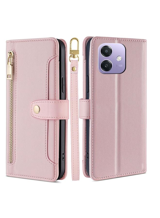 اس-توب جراب هاتف OPPO A3 5G من جلد الأغنام الهندي مع محفظة وسحاب - Image 1